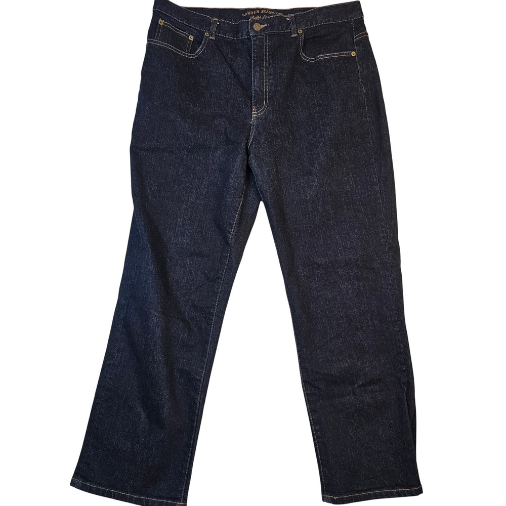 Lauren Jeans Co Ralph Lauren Dark Wash Straight Leg Jeans Indigo Blue Size 16